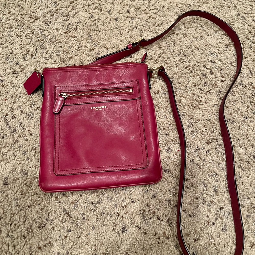 Pink coach cross body purse